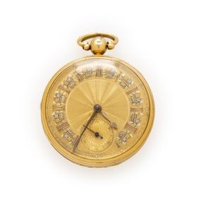 18K YELLOW GOLD POCKET WATCH WITH FLOWER MOTIF