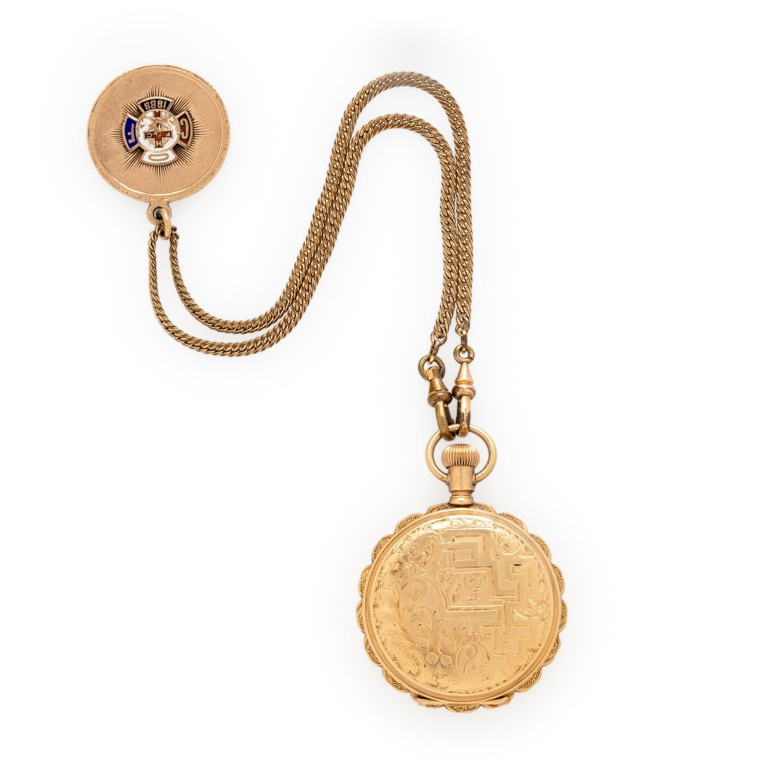 ELGIN, 14K YELLOW GOLD HUNTER CASE POCKET WATCH WITH CHARM: ELGIN, 14K YELLOW GOLD HUNTER CASE POCKET WATCH WITH CHARM Maker: Elgin Serial number: 274060 Case size: Approx. 36 mm Case material: 14 karat yellow gold Dial: White Movement: Manual wind