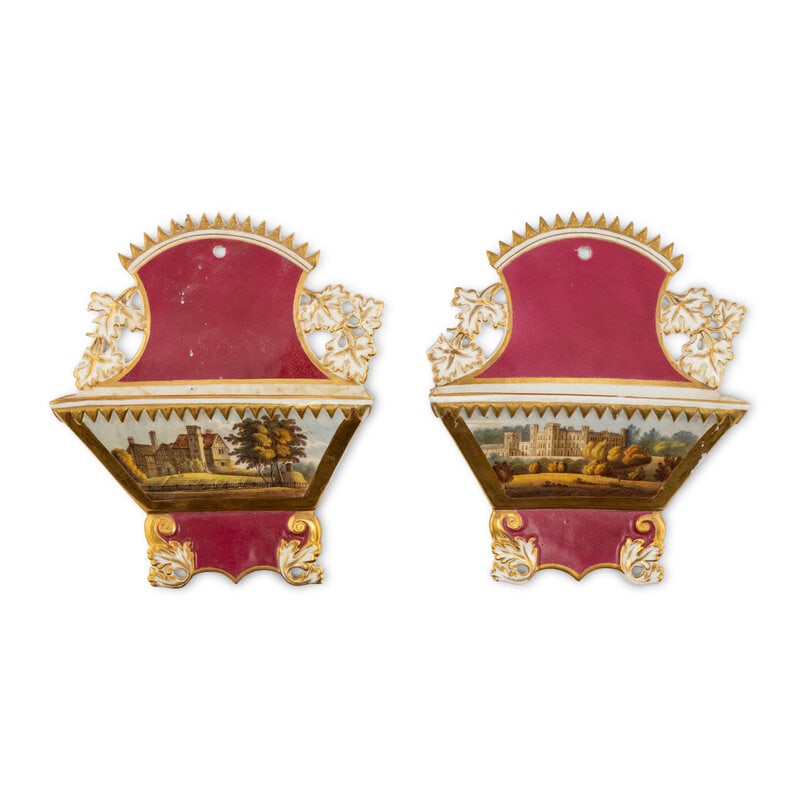 A Pair of English Porcelain Wall Pockets (1 of 2)