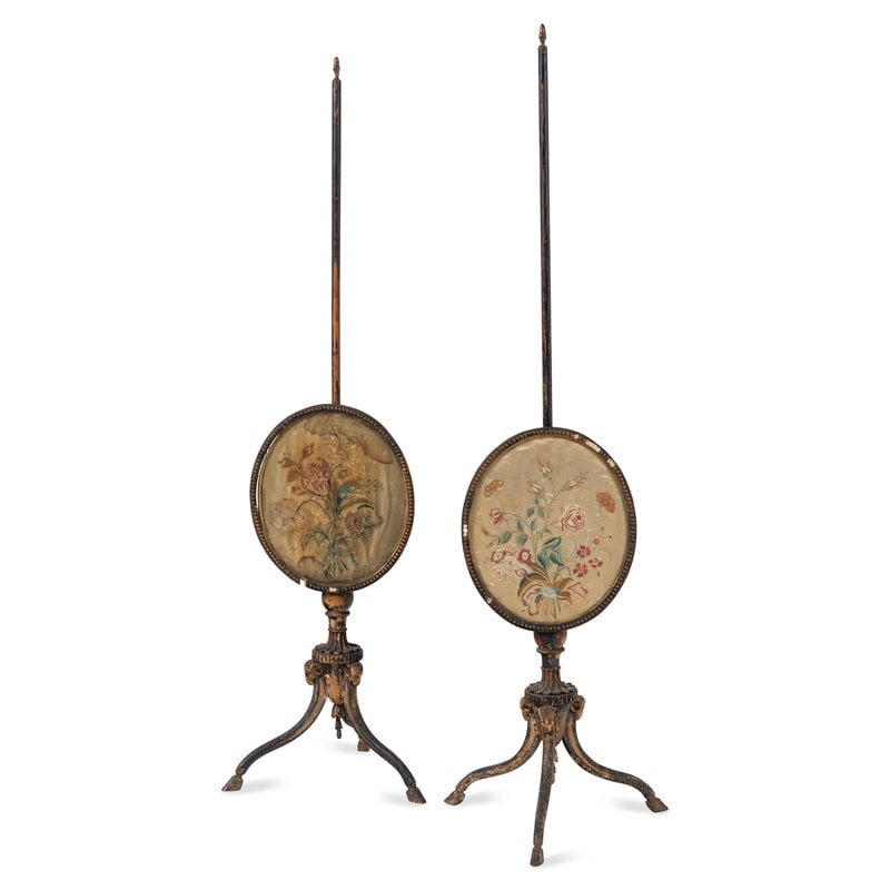 A Pair of George III Painted Pole Screens (1 of 3)