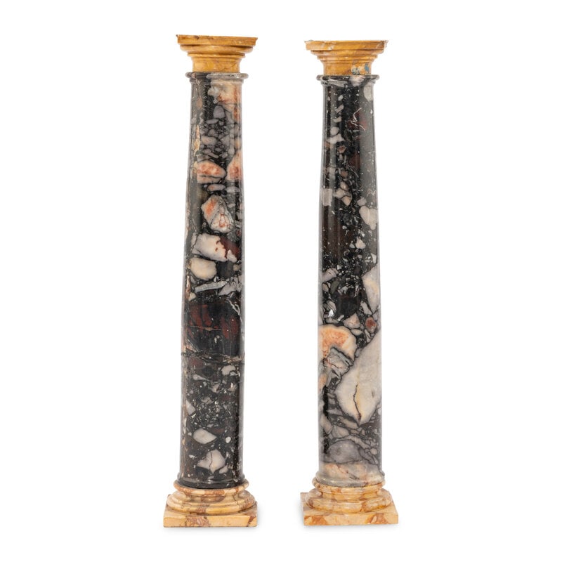 A Pair of Italian Marble Models of Columns: A Pair of Italian Marble Models of Columns 18th Century Height 16 1/4 inches. Property from the Estate of Ben Solomon, Solomon-Paris Antiques, Indianapolis, Indiana This