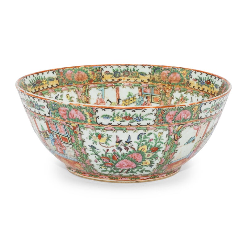 A Chinese Export Porcelain Famille Rose Punch Bowl (1 of 2)