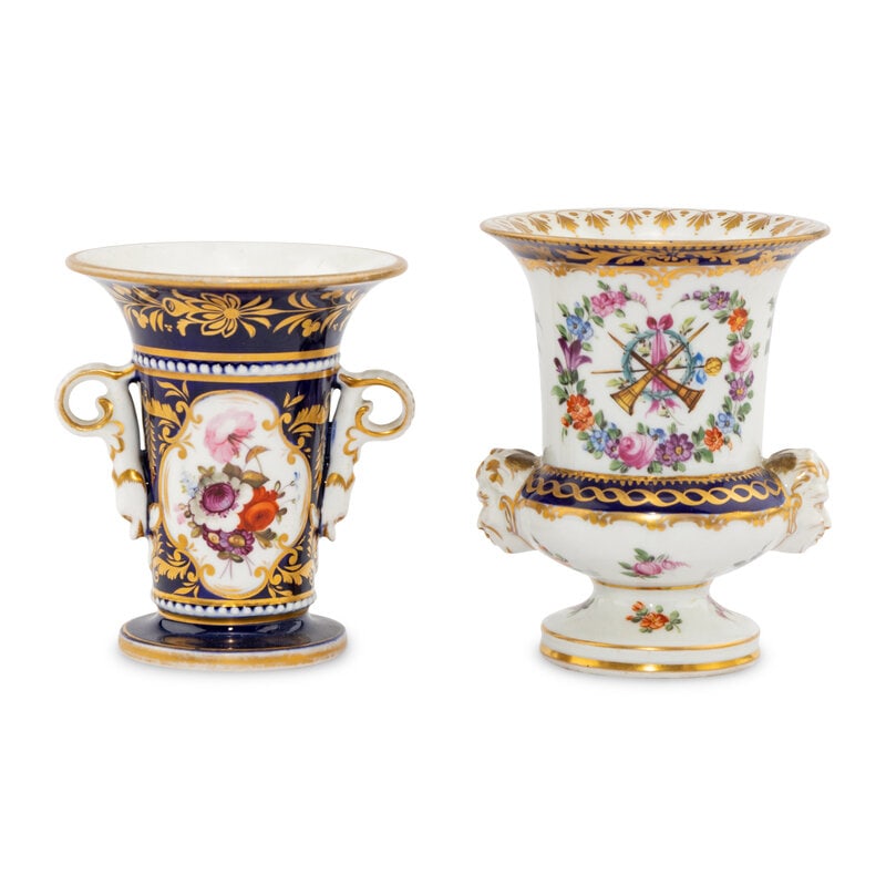 Two Sevres Style Porcelain Cabinet Vases (1 of 2)