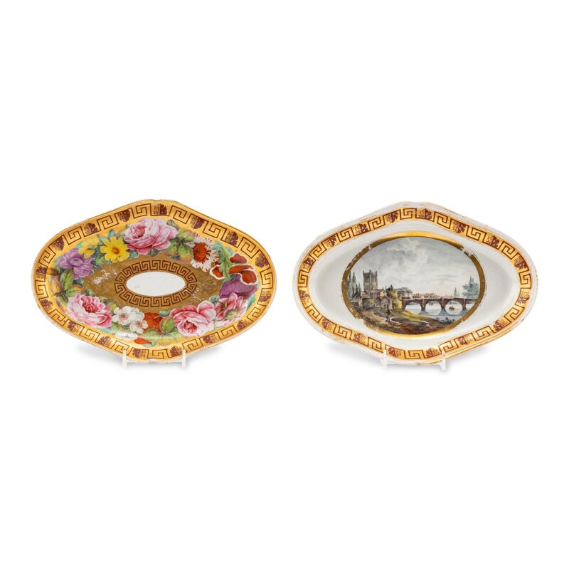 Two English Porcelain Lozenge-Shaped Dishes (1 of 3)