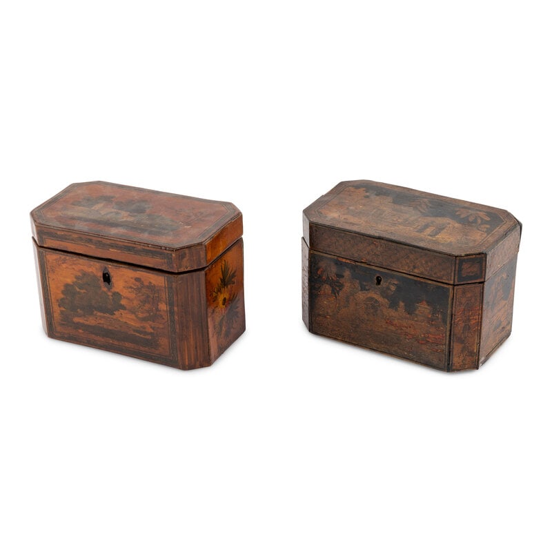 Two English Painted Tea Caddies (1 of 2)