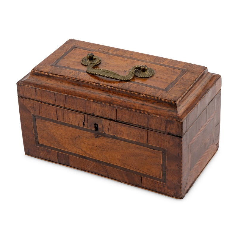 A George III Mahogany and Rosewood Inlaid Tea Caddy (1 of 2)