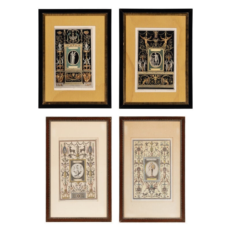 A Set of Four Framed Engravings of Neoclassical Designs (1 of 2)