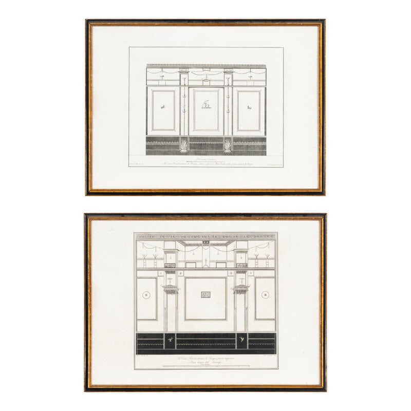 A Pair of Framed Prints of Interior Elevations (1 of 2)
