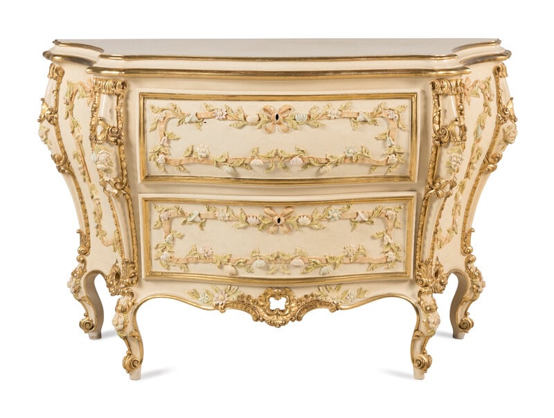A Venetian Style Painted Bombé Commode  (1 of 2)