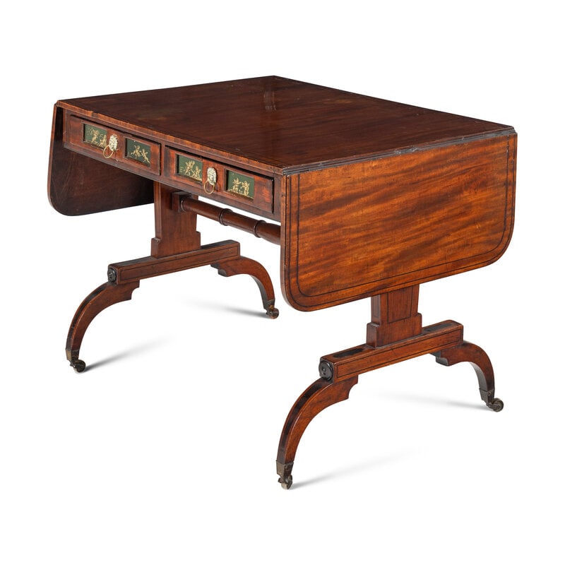 A Regency Mahogany and Eglomise Sofa Table (1 of 3)