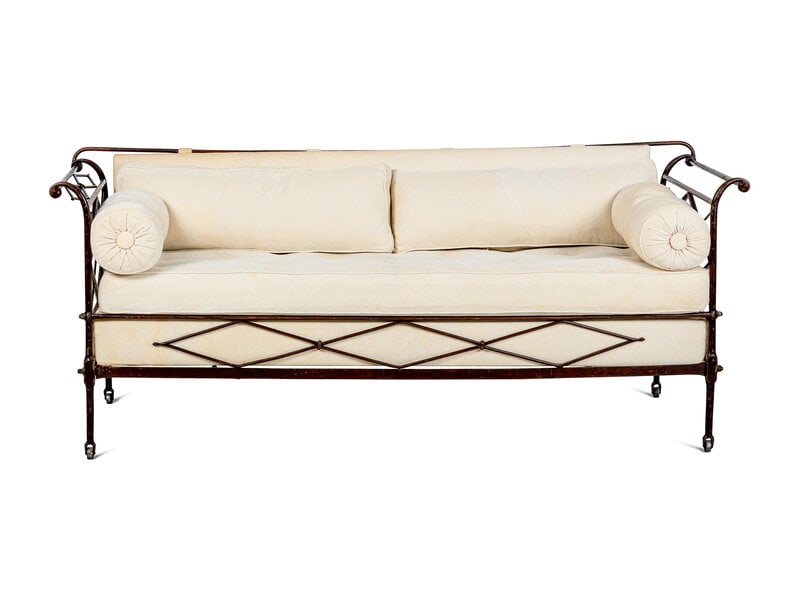 An Empire Style Wrought Iron Daybed: An Empire Style Wrought Iron Daybed First Half 19th Century Height 34 x width 81 x depth 33 inches. This lot is located in Cincinnati. Condition St