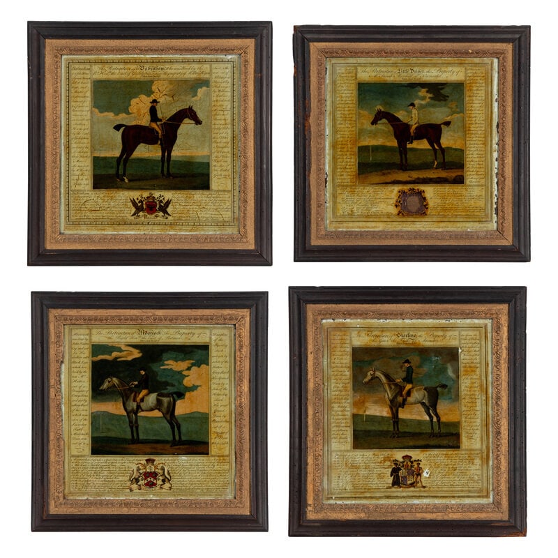 A Set of Four English Mezzotints on Glass (1 of 2)