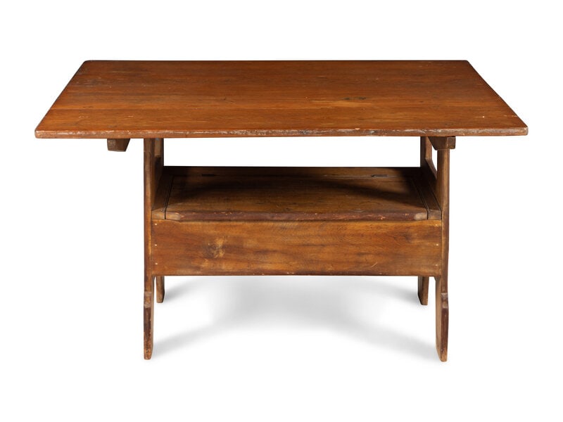 A Grain-Painted Hutch Table: A Grain-Painted Hutch Table Height 36 x width 54 x depth 36 inches. Property from the Collection of Richard and Deanna Freeland This lot is located in Chicago. <