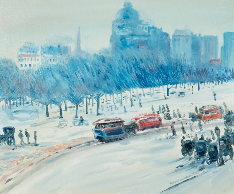 Richard H. Love (American, 1939-2019) New York in Winter, 2008: Richard H. Love(American, 1939-2019)New York in Winter, 2008oil on canvassigned Richard H. Love, titled, and dated (on the reverse) 20 x 24 inches. This lot is located in Chicago. Size20 x 24