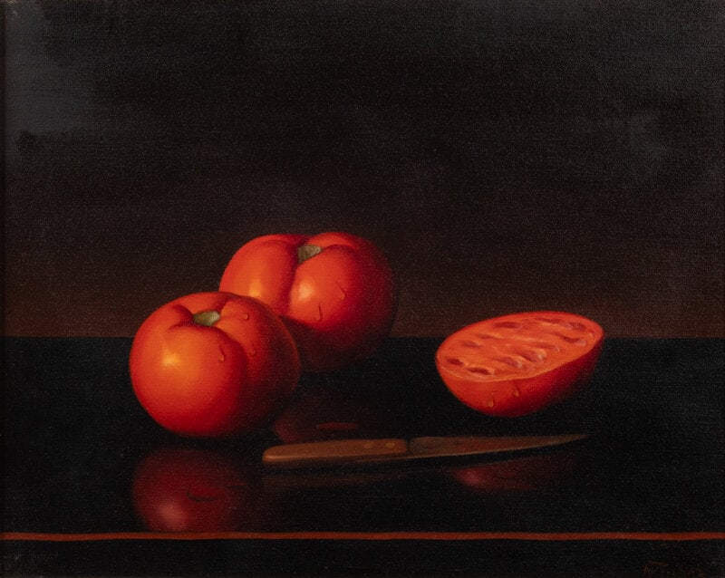 Alfred Jackson (American, 1940-2001) Still Life with Tomatoes: Alfred Jackson(American, 1940-2001)Still Life with Tomatoesoil on canvassigned A. Jackson (lower right) 16 x 20 inches. Property from the Collection of Richard and Deanna Freeland This lot is located