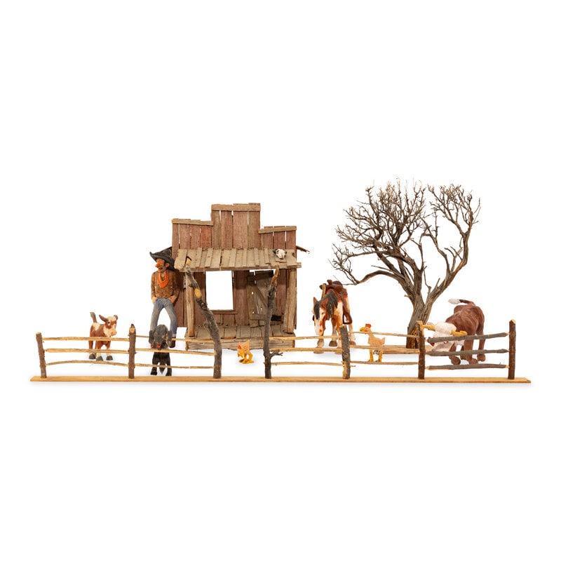 Andy Anderson (American, 1893-1963) Ranch Scene: Andy Anderson(American, 1893-1963)Ranch SceneCarvingLength 40 x height 13 inches. This lot is located in Chicago. SizeLength 40 x height 13 inches.