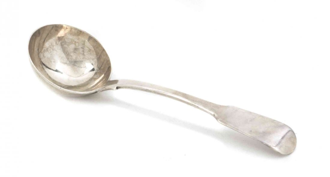 A George IV Silver Sauce Ladle, John Meek, Length 7 1/8: A George IV Silver Sauce Ladle, John Meek, London, 1826, of fiddle form; approximate weight 2.13 ozt. Length 7 1/8 inches. Property from the Estate of Eleanor Robertson Stokes, Louisville, Kentucky