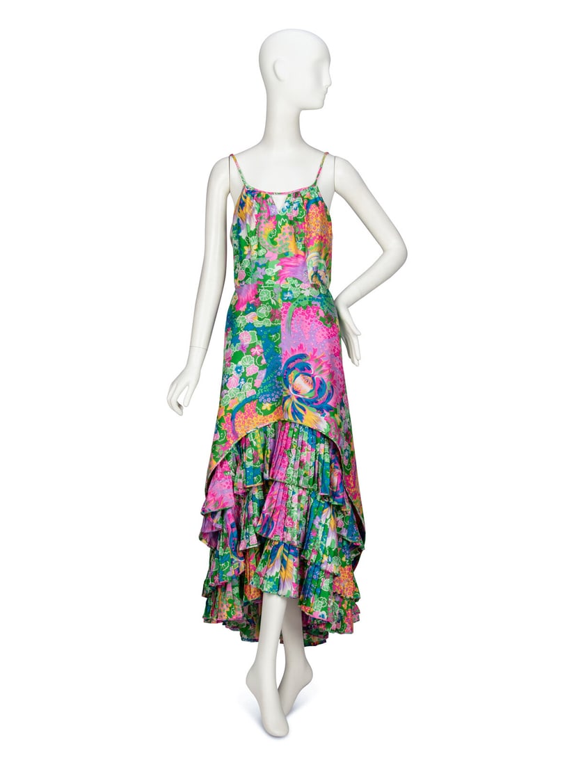 FLORAL-PRINT SILK SUNDRESS, 1960's (1 of 6)