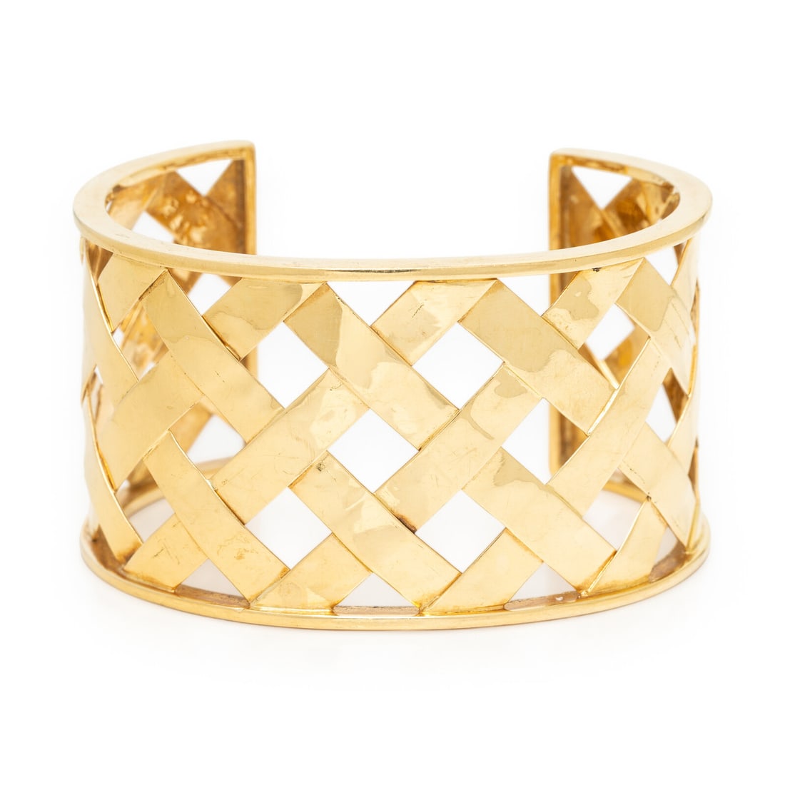 YELLOW GOLD BASKET WEAVE CUFF BRACELET (1 of 2)