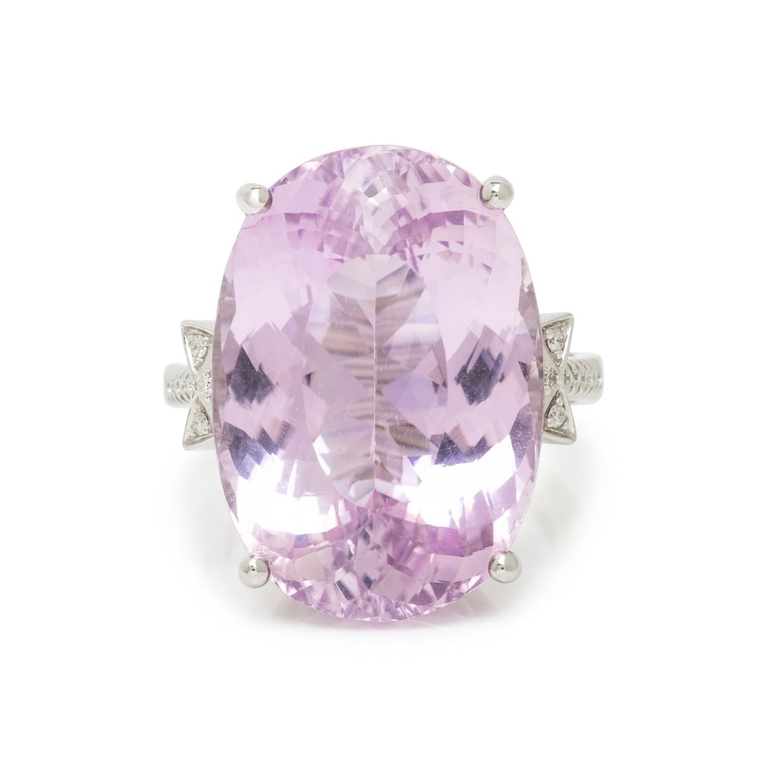 KUNZITE, DIAMOND, AND WHITE GOLD RING (1 of 3)