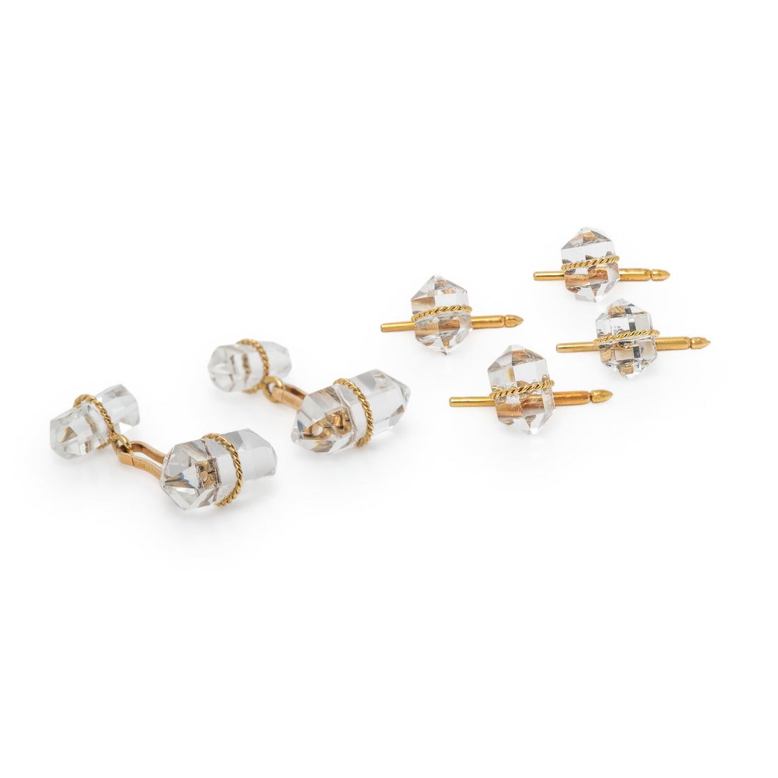 VERDURA, ROCK CRYSTAL QUARTZ AND YELLOW GOLD DRESS SET (1 of 2)