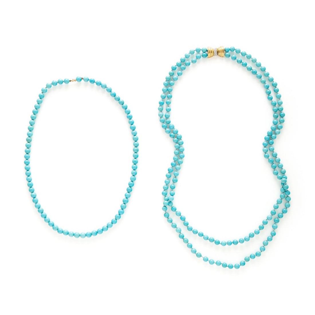 TWO TURQUOISE BEADED NECKLACES (1 of 3)