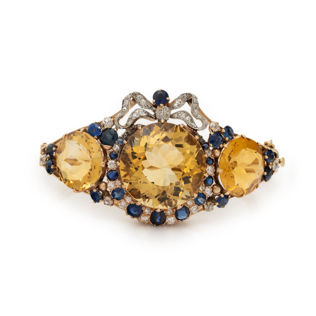 CITRINE, SAPPHIRE, DIAMOND, AND ROSE GOLD BANGLE BRACELET (1 of 2)