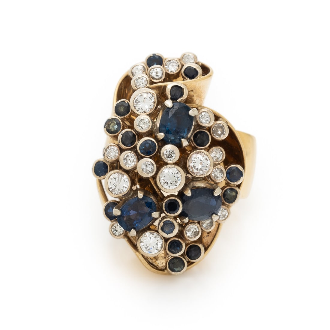 WACHLER, DIAMOND, SAPPHIRE, AND YELLOW GOLD RING (1 of 3)
