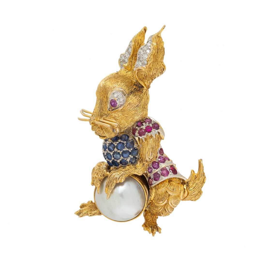 BICOLOR GOLD AND MULTIGEM BUNNY BROOCH (1 of 2)