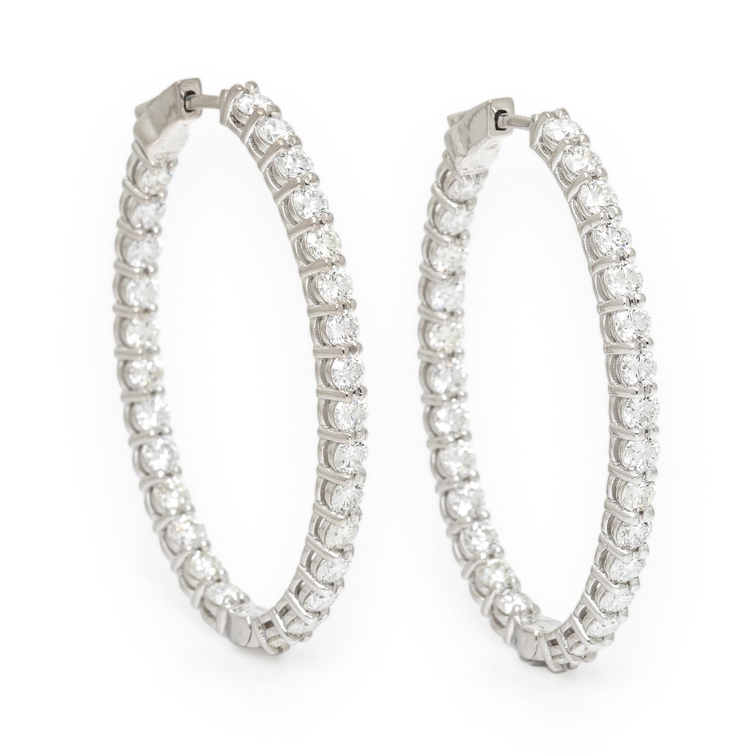 DIAMOND AND WHITE GOLD INSIDE OUT OVAL HOOP EARRINGS (1 of 2)