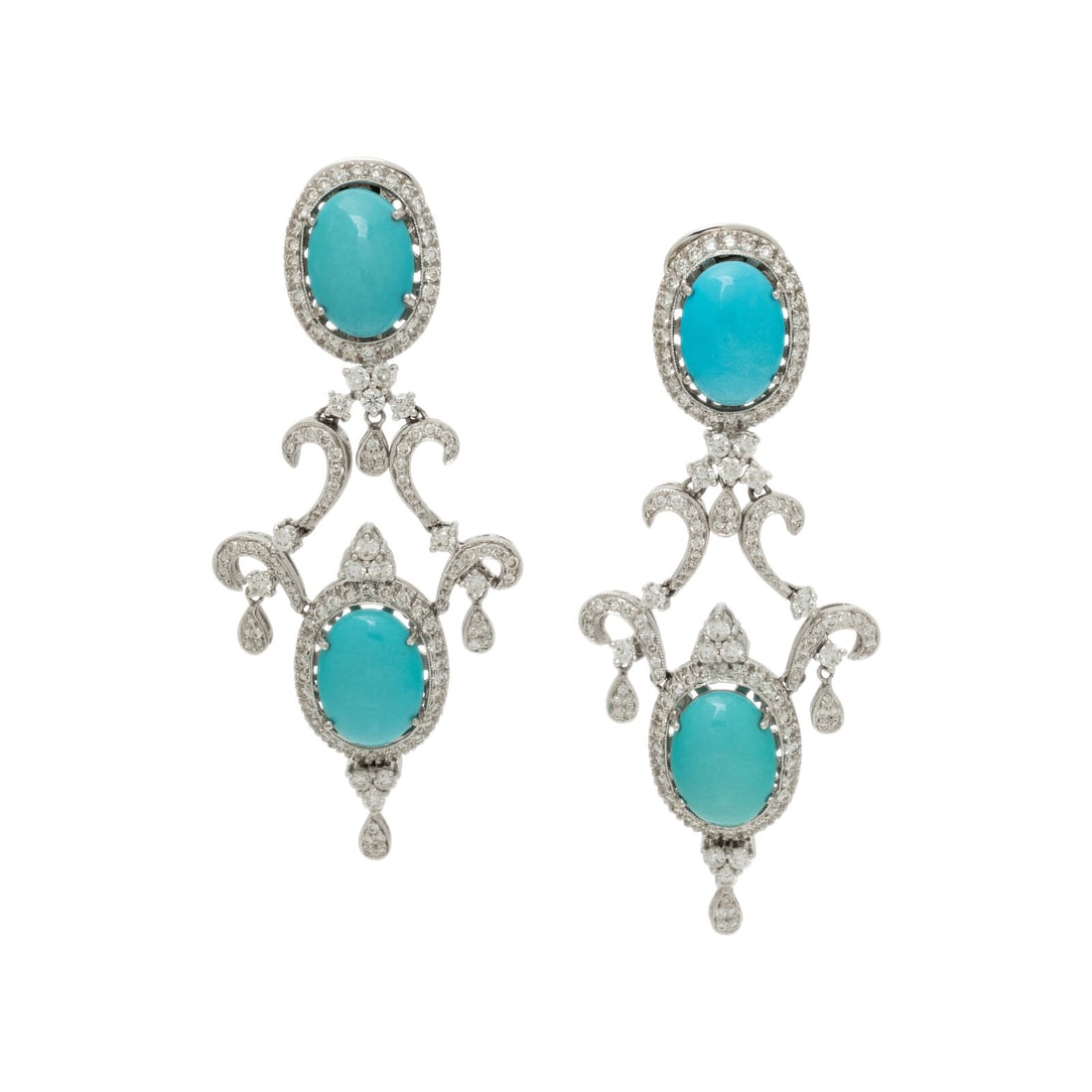 TURQUOISE, DIAMOND, AND WHITE GOLD EARRINGS (1 of 2)