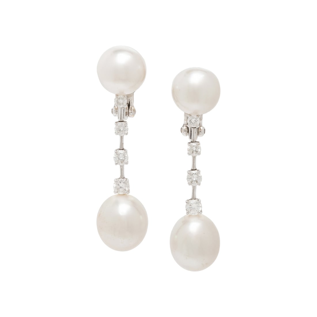 CULTURED PEARL, DIAMOND, AND WHITE GOLD EARRINGS (1 of 2)