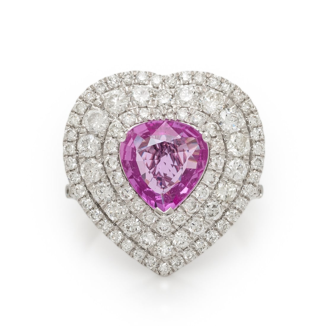 MICHAEL CHRISTOFF, PINK SAPPHIRE, DIAMOND, AND WHITE GOLD HEART RING (1 of 3)