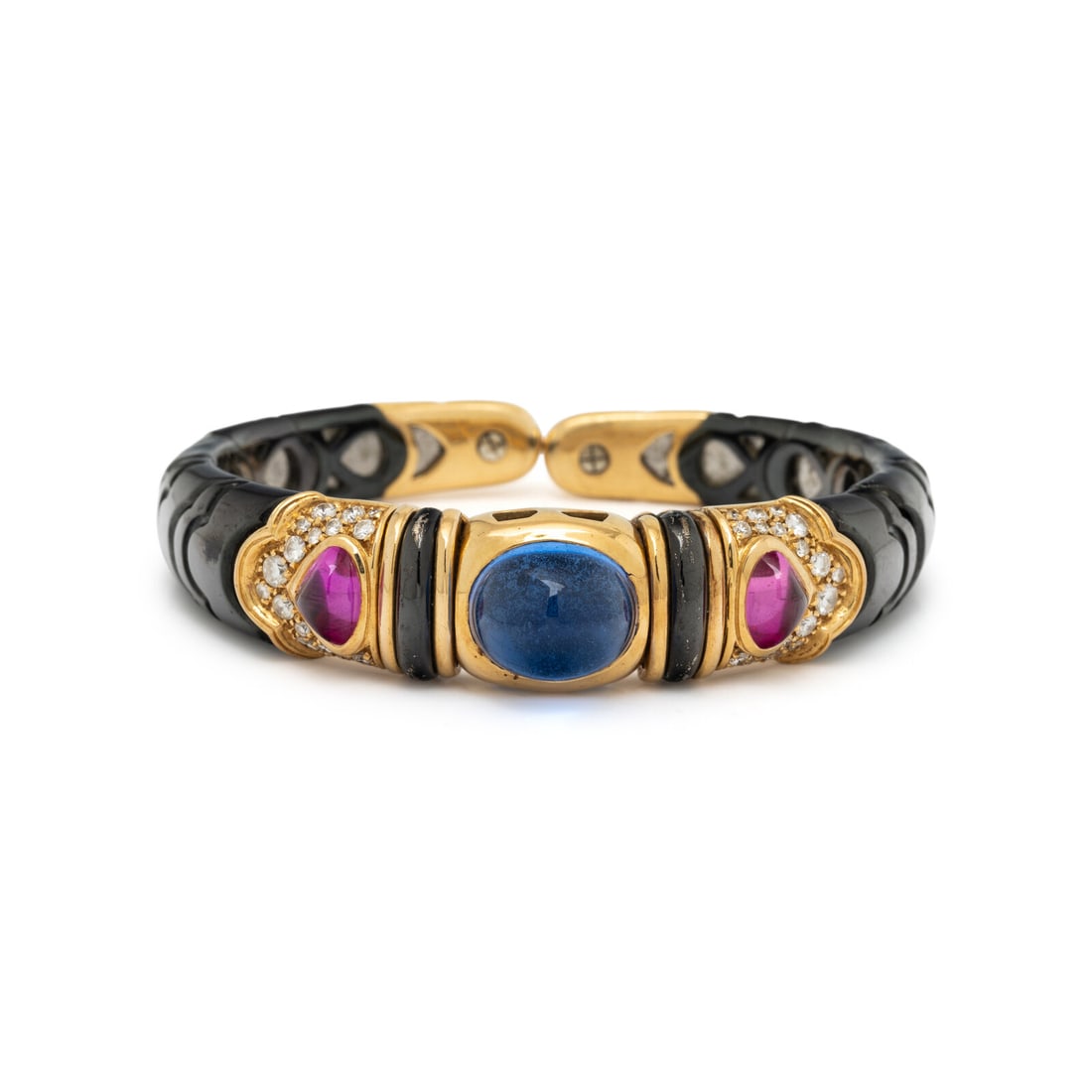 MARINA B., DIAMOND, MULTIGEM, AND ENAMEL CUFF BRACELET (1 of 2)
