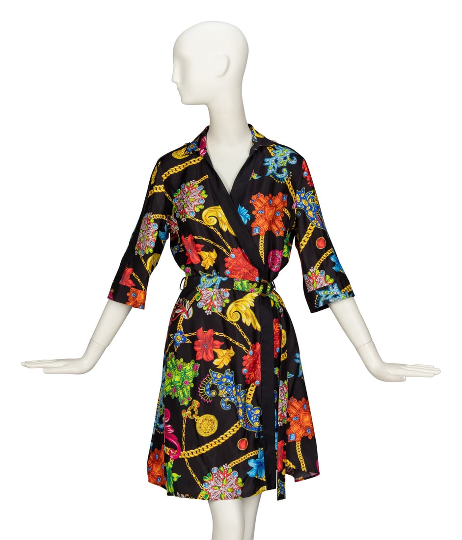VERSACE, PRINTED SILK WRAP DRESS (1 of 4)