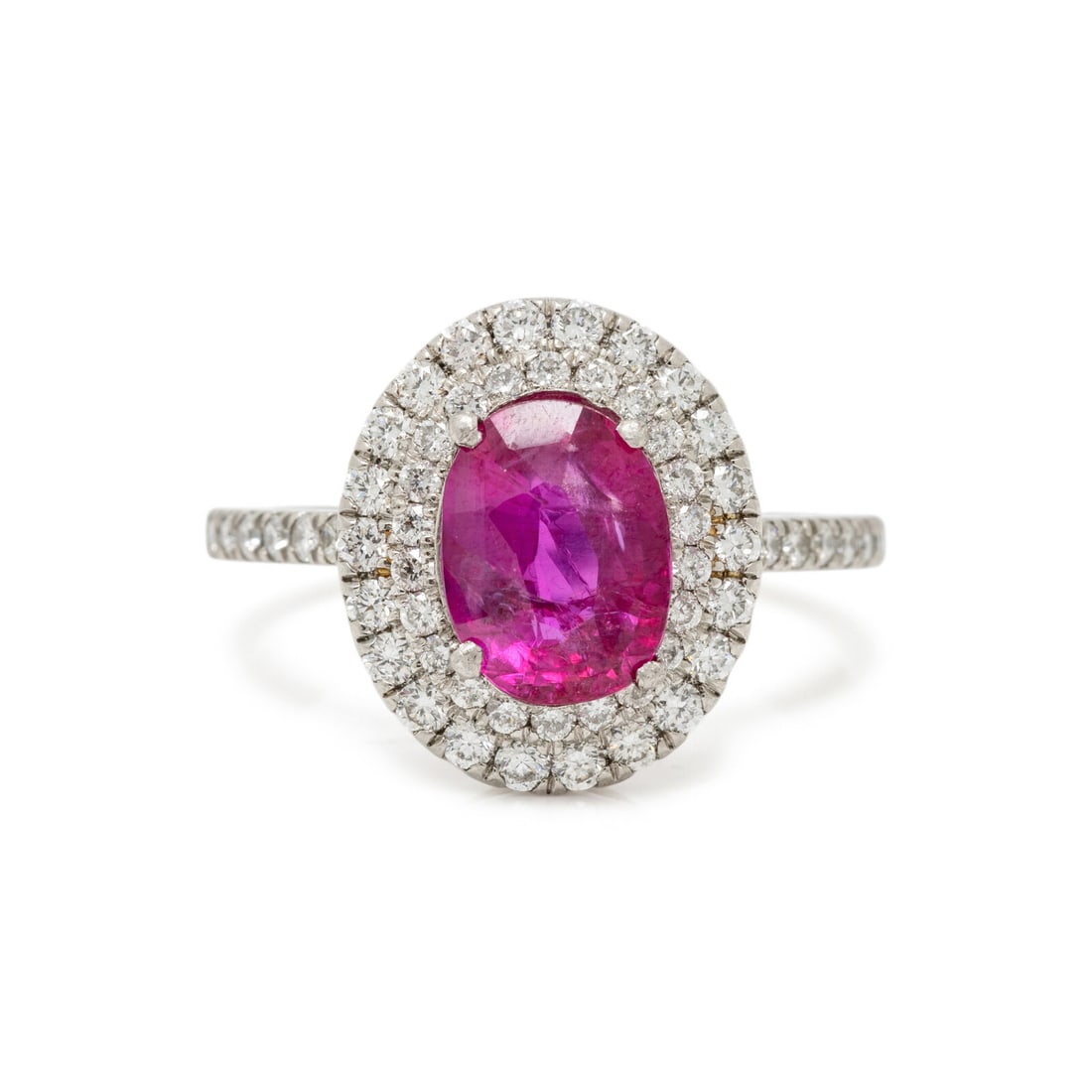 UNHEATED BURMESE RUBY, DIAMOND, AND PLATINUM RING (1 of 4)