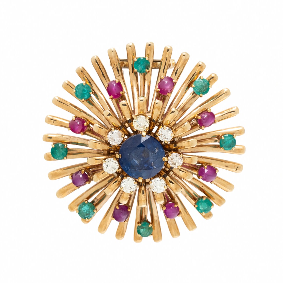 MULTIGEM AND YELLOW GOLD BROOCH (1 of 2)