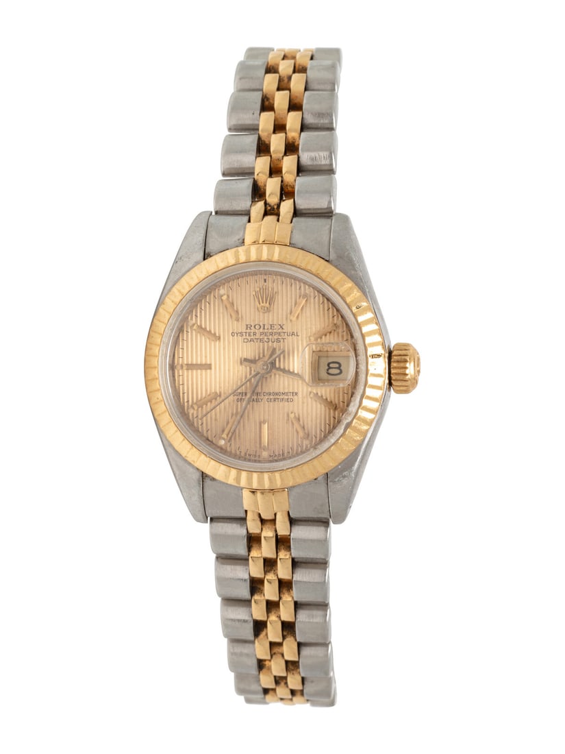 ROLEX, REF. 69173 'LADY DATEJUST' STAINLESS STEEL AND 18K YELLOW GOLD WATCH (1 of 2)