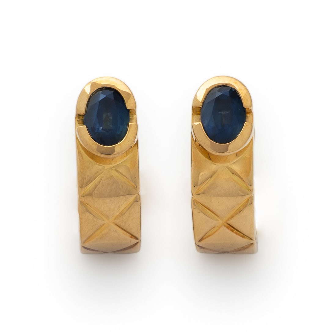 CHANEL, SAPPHIRE AND YELLOW GOLD 'MATELASSÉ' EARRINGS (1 of 2)
