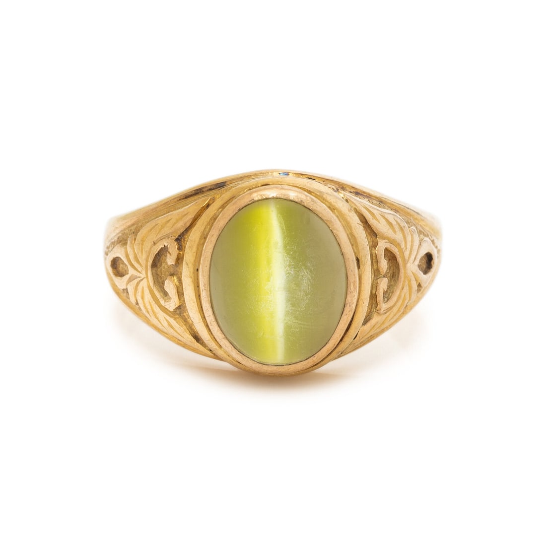 CAT'S EYE CHRYSOBERYL AND YELLOW GOLD RING (1 of 3)