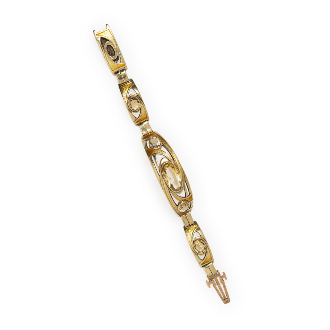 ART NOUVEAU, CITRINE, ENAMEL, AND YELLOW GOLD BRACELET (1 of 3)