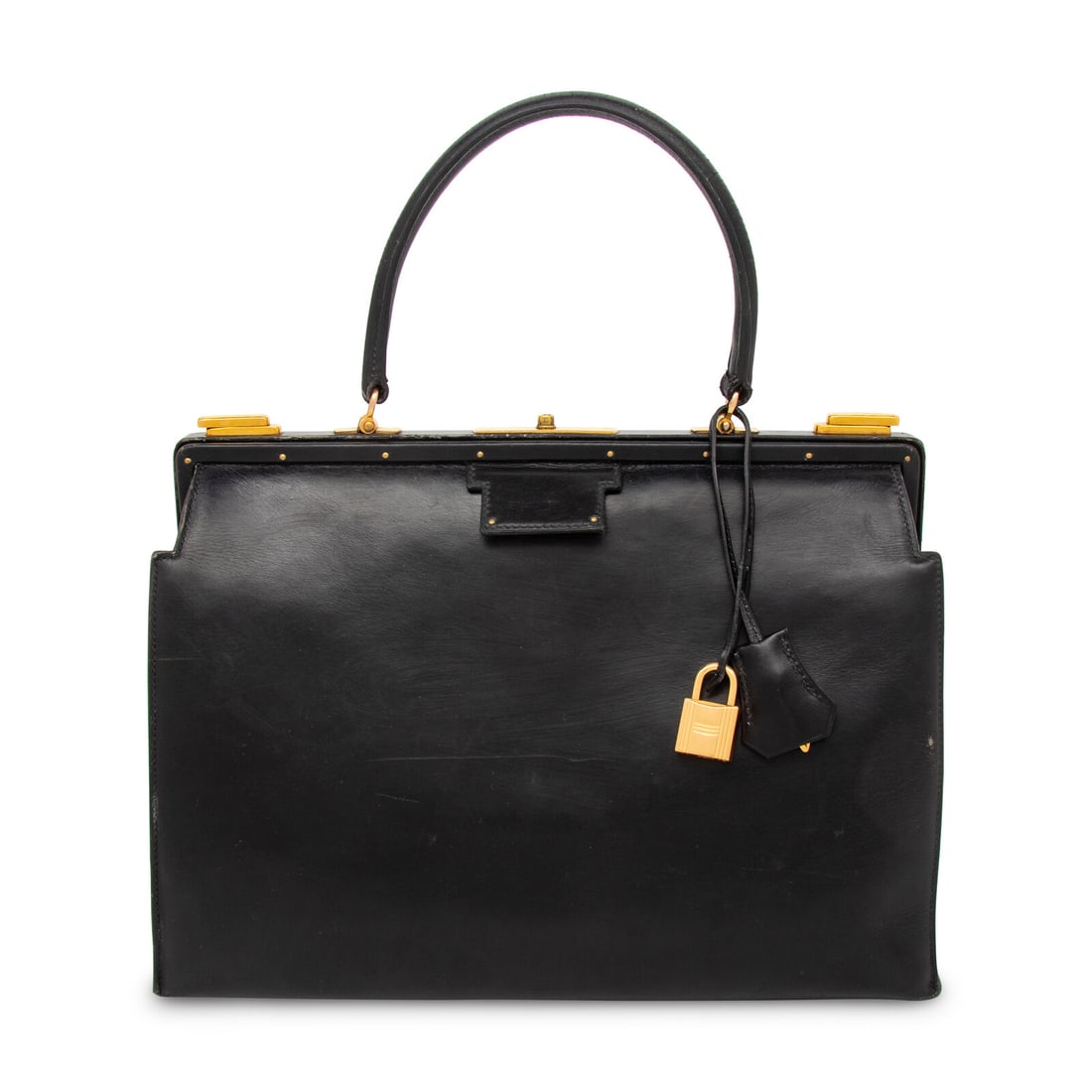 HERMÈS, SAC 404 HANDBAG IN NOIR BOX LEATHER (1 of 5)