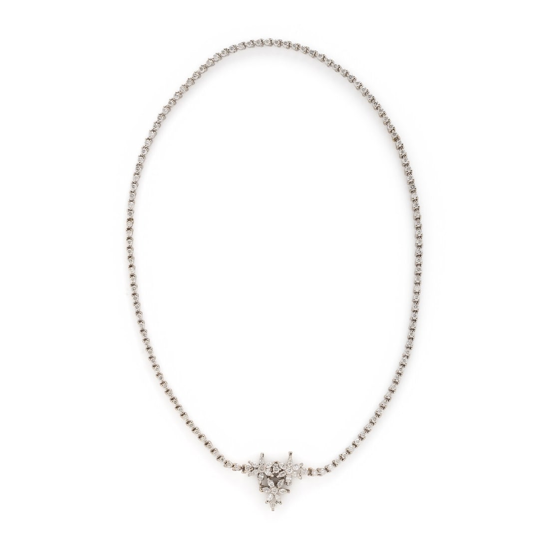 DIAMOND AND WHITE GOLD FLOWER NECKLACE (1 of 3)