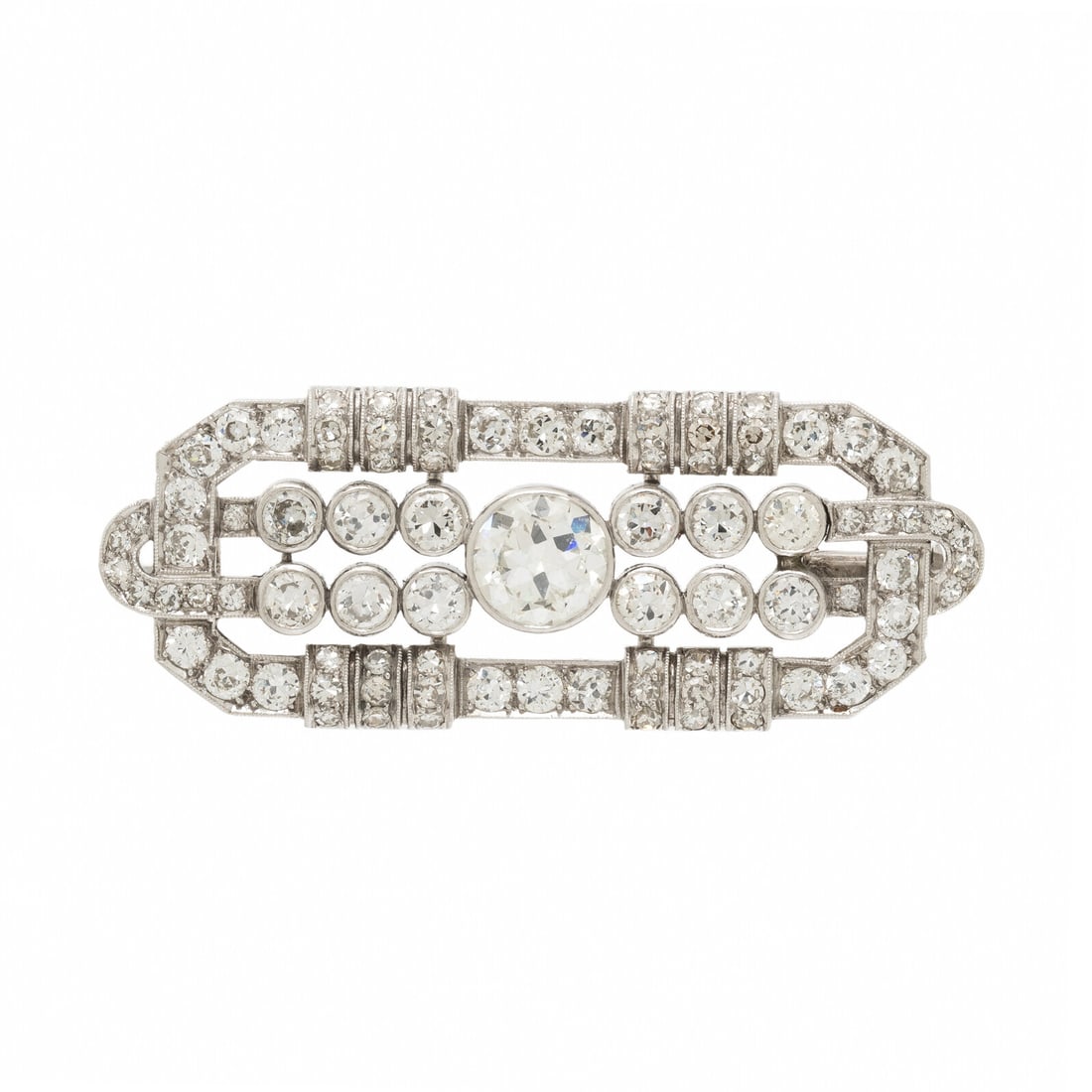 ART DECO, DIAMOND AND PLATINUM BROOCH (1 of 2)