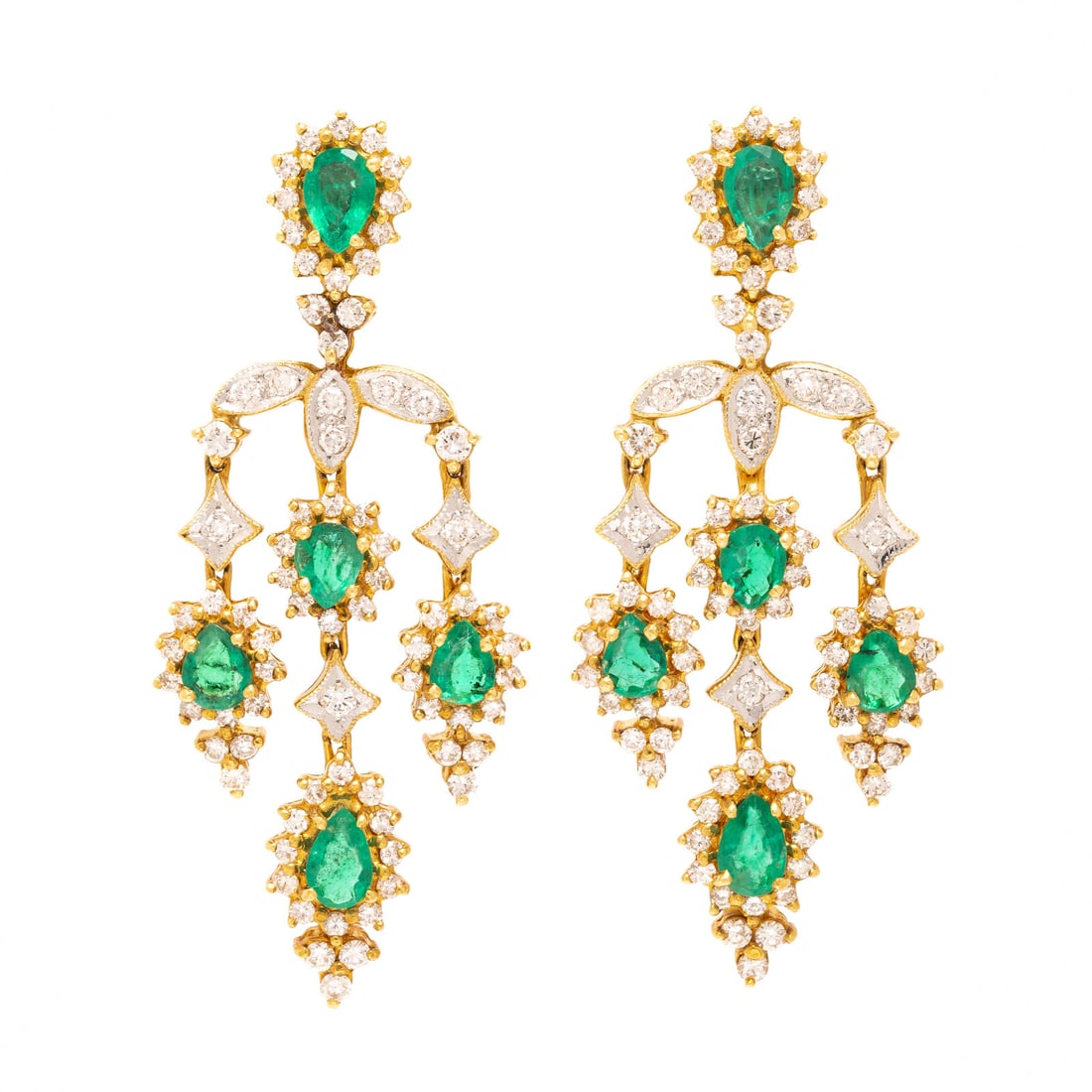 EMERALD AND DIAMOND CHANDELIER EARRINGS (1 of 2)