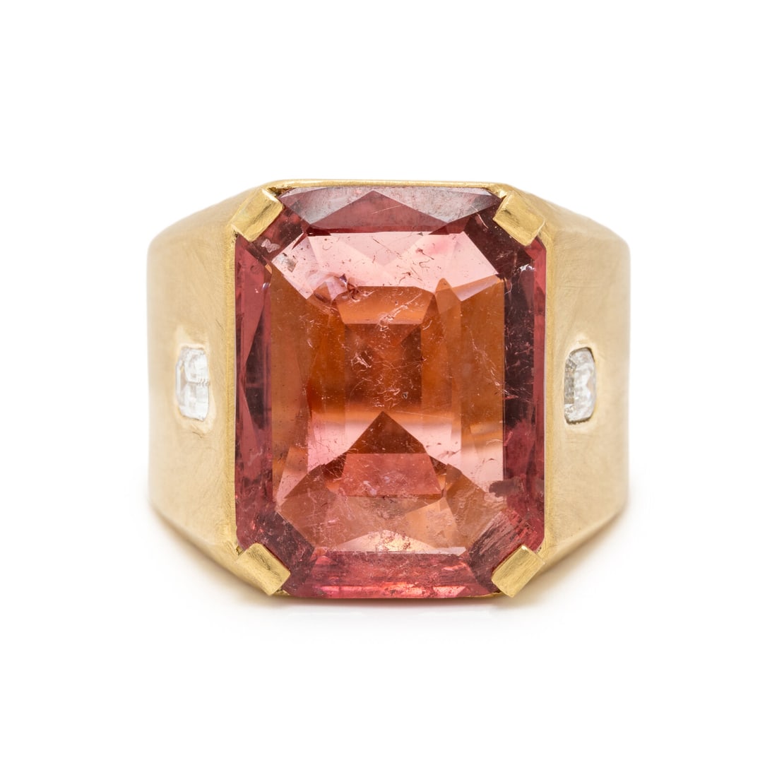 PINK TOURMALINE, DIAMOND, AND YELLOW GOLD RING (1 of 3)