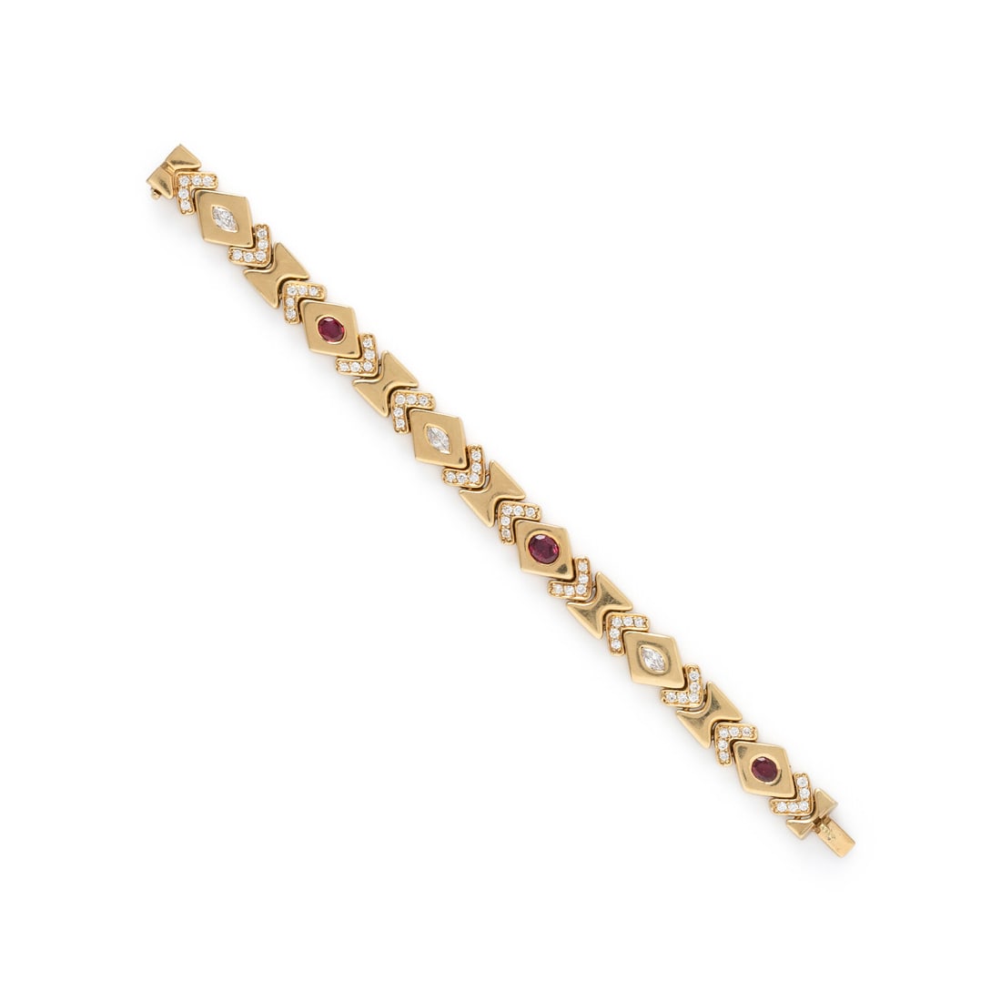 DIAMOND, RUBY, AND YELLOW GOLD BRACELET (1 of 3)