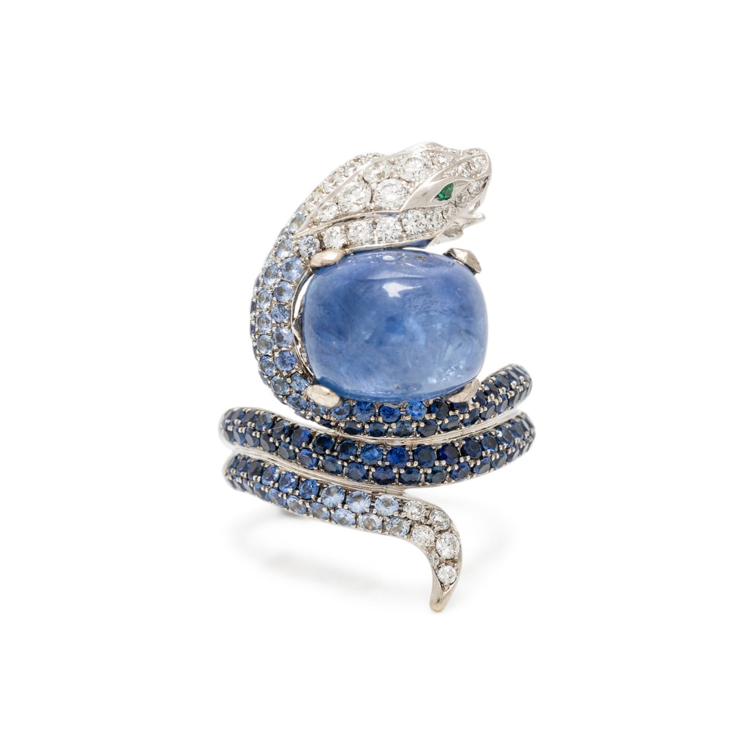 SAPPHIRE, DIAMOND, AND WHITE GOLD SNAKE RING (1 of 3)