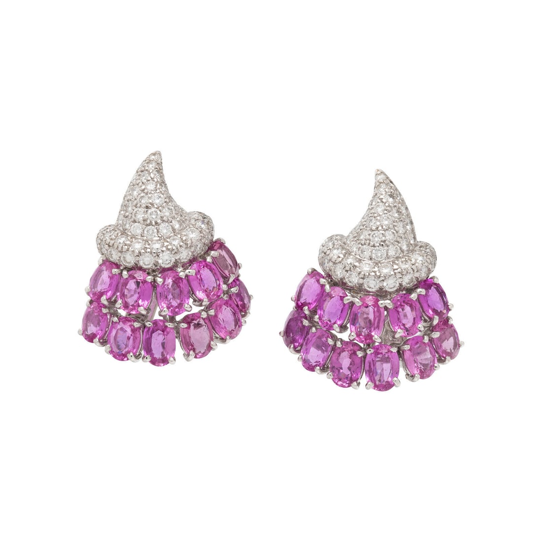 DIAMOND, PINK SAPPHIRE, AND WHITE GOLD EARRINGS (1 of 2)