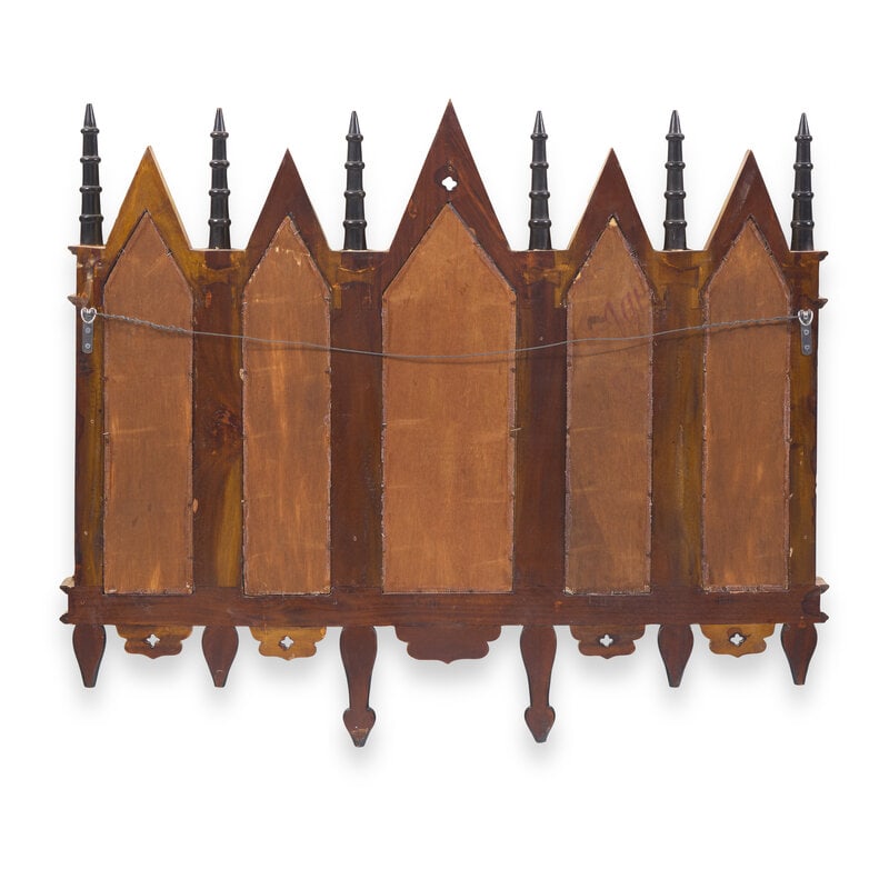 A Neogothic Style Ebonized and Parcel-Gilt Mirror - 2